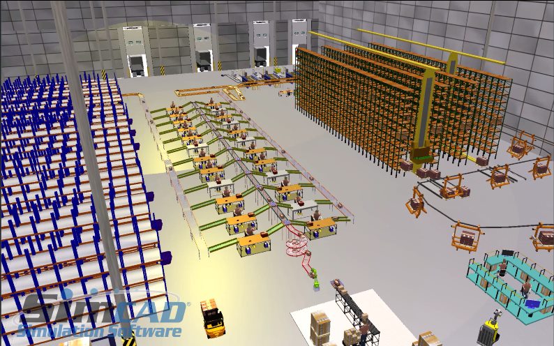 Return warehouse with monorail and ASRS